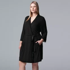 Plus Size Simply Vera Vera Wang Basic Luxury Wrap Robe 7 Plus Size Simply Vera Vera Wang Basic Luxury Wrap Robe -Vera Wang Shop 2354055 Black Ore