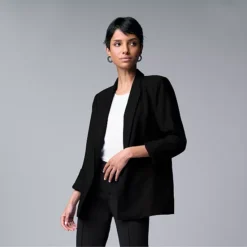 Women's Simply Vera Vera Wang Roll-Tab Relaxed Blazer 13 Women's Simply Vera Vera Wang Roll-Tab Relaxed Blazer -Vera Wang Shop 4243347 Black 1