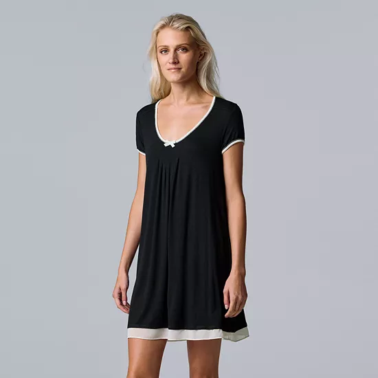 Women's Simply Vera Vera Wang Basic Luxury Sleepshirt 4 Women's Simply Vera Vera Wang Basic Luxury Sleepshirt - Image 4