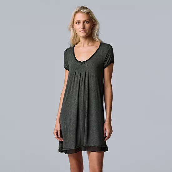 Women's Simply Vera Vera Wang Basic Luxury Sleepshirt 5 Women's Simply Vera Vera Wang Basic Luxury Sleepshirt - Image 5