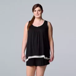 Plus Size Simply Vera Vera Wang Basic Luxury Pajama Tank Top & Pajama Boxers Set