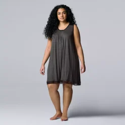 Plus Size Simply Vera Vera Wang Basic Luxury Chemise -Vera Wang Shop 4780281 Heather Coal