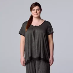 Plus Size Simply Vera Vera Wang Basic Luxury Short Sleeve Pajama Top