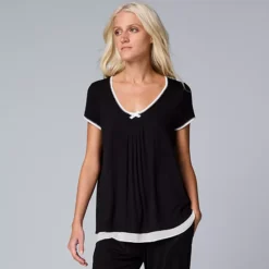 Women's Simply Vera Vera Wang Basic Luxury Pajama Sleep Top -Vera Wang Shop 4780285 Black