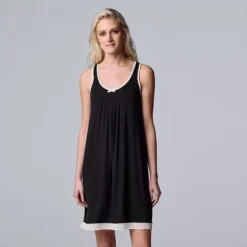 Women's Simply Vera Vera Wang Basic Luxury Chemise -Vera Wang Shop 4780286 Black