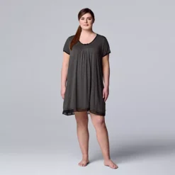 Plus Size Simply Vera Vera Wang Basic Luxury Sleepshirt -Vera Wang Shop 4780287 Heather Charcoal