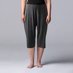 Plus Size Simply Vera Vera Wang Basic Luxury Pajama Capri Pants -Vera Wang Shop 4780289 Heather Gray
