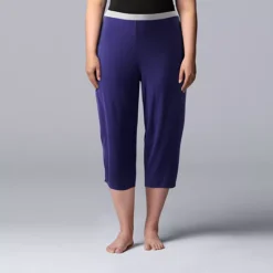 Plus Size Simply Vera Vera Wang Basic Luxury Pajama Capri Pants -Vera Wang Shop 4780289 Navy 1