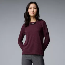 Women's Simply Vera Vera Wang Textured Long Sleeve Tee -Vera Wang Shop 5000922 Midnight Jam