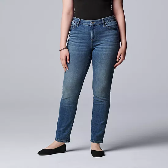 Women's Simply Vera Vera Wang Slim Straight Leg Jeans 2 Women's Simply Vera Vera Wang Slim Straight Leg Jeans - Image 2