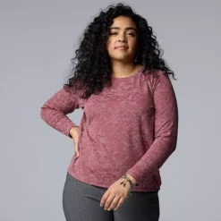 Plus Size Simply Vera Vera Wang Long Sleeve Scoopneck Tee -Vera Wang Shop 5120251 Maiden Mauve