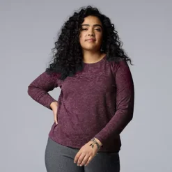 Plus Size Simply Vera Vera Wang Long Sleeve Scoopneck Tee -Vera Wang Shop 5120251 Midnight Jam