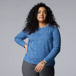 Plus Size Simply Vera Vera Wang Long Sleeve Scoopneck Tee -Vera Wang Shop 5120251 Purple Palette
