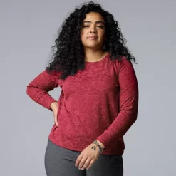 Plus Size Simply Vera Vera Wang Long Sleeve Scoopneck Tee -Vera Wang Shop 5120251 Rhubarb 1
