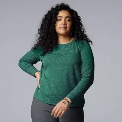 Plus Size Simply Vera Vera Wang Long Sleeve Scoopneck Tee -Vera Wang Shop 5120251 Woodland Green