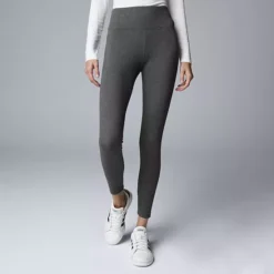 Simply Vera Vera Wang High Rise Women's Live In Fleece Lined Leggings -Vera Wang Shop 5705980 Dark Coal Heather