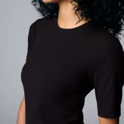 Women's Simply Vera Vera Wang Ribbed Fitted Elbow Sleeve Tee -Vera Wang Shop 6452261 ALT2