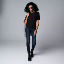 Women's Simply Vera Vera Wang Ribbed Fitted Elbow Sleeve Tee -Vera Wang Shop 6452261 ALT3