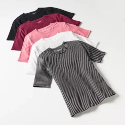 Women's Simply Vera Vera Wang Ribbed Fitted Elbow Sleeve Tee -Vera Wang Shop 6452261 ALT65