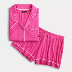 Women's Simply Vera Vera Wang Luxury Notched Collar Top & Boxer Shorts Pajama Set 9 Women's Simply Vera Vera Wang Luxury Notched Collar Top & Boxer Shorts Pajama Set -Vera Wang Shop 6482232 ALT3