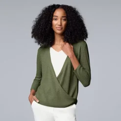 Women's Simply Vera Vera Wang Mesh Stitch Four-Way Cardigan -Vera Wang Shop 6602382 Carey Olive