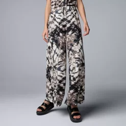 Women's Simply Vera Vera Wang Linen Blend Wide Leg Pants -Vera Wang Shop 6618127 Brown Mirrored Dye