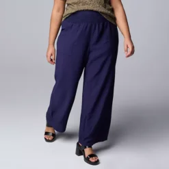 Plus Size Simply Vera Vera Wang Wide Leg Travel Pants -Vera Wang Shop 6663156 Maritime Blue