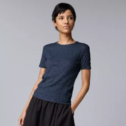 Women's Simply Vera Vera Wang Textured Tee -Vera Wang Shop 6834303 Vera Navy