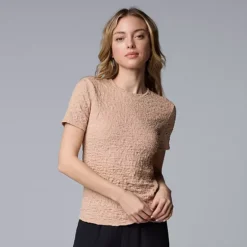 Women's Simply Vera Vera Wang Textured Tee -Vera Wang Shop 6834303 Warm Taupe