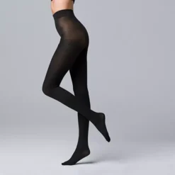 Women's Simply Vera Vera Wang Classic Rib 80D Sweater Tights -Vera Wang Shop 6880077 Black 1