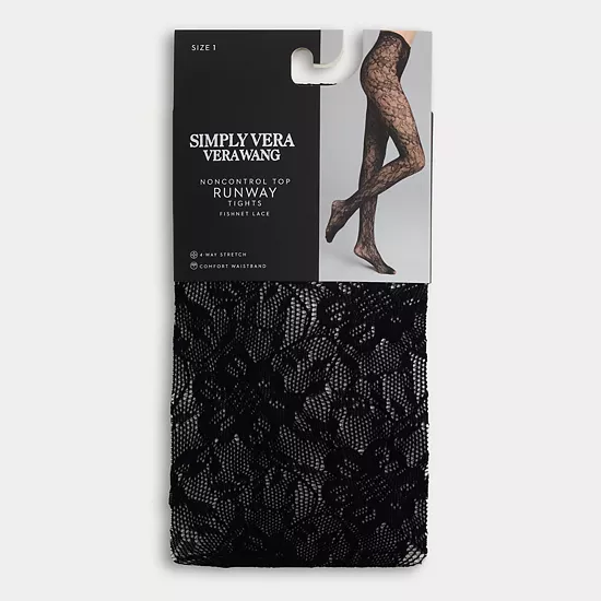 Women's Simply Vera Vera Wang Firenze Fleur Fishnet Lace Tights 2 Women's Simply Vera Vera Wang Firenze Fleur Fishnet Lace Tights - Image 2