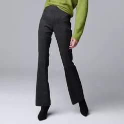 Women's Simply Vera Vera Wang Mid Rise Pull-On Ponte Bootcut Pants -Vera Wang Shop 6986422 Medium Grey Plaid