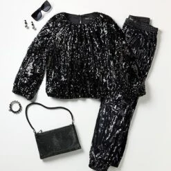 Women's Simply Vera Vera Wang Sequin Joggers -Vera Wang Shop 7055249 CP ALT64