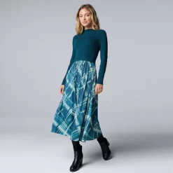 Women's Simply Vera Vera Wang Pleated Midi Dress -Vera Wang Shop 7064673 Beyond Navy