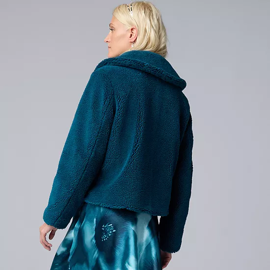 Women's Simply Vera Vera Wang Cropped Sherpa Jacket 2 Women's Simply Vera Vera Wang Cropped Sherpa Jacket - Image 2