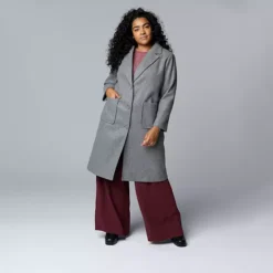 Plus Size Simply Vera Vera Wang Brushed Melton Coat -Vera Wang Shop 7158954 Medium Titainium Heath 1