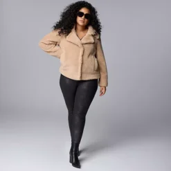 Plus Size Simply Vera Vera Wang Cropped Sherpa Jacket -Vera Wang Shop 7158957 ALT3