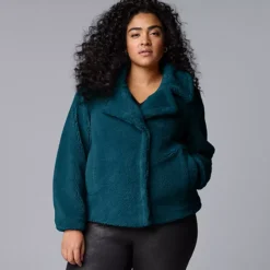 Plus Size Simply Vera Vera Wang Cropped Sherpa Jacket