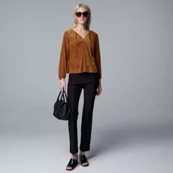 Women's Simply Vera Vera Wang Tie Front Shirred Blouse -Vera Wang Shop 7164208 ALT3