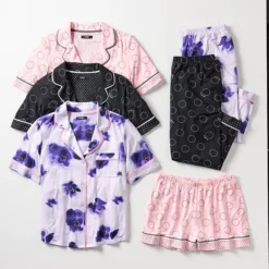 Women's Simply Vera Vera Wang 2-Piece Short Sleeve Notch Collar Pajama Top & Boxer Pajama Bottoms Set -Vera Wang Shop 7185173 CP ALT65