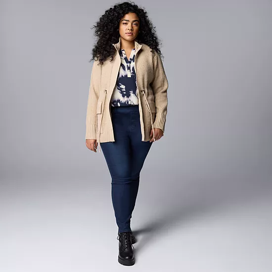 Plus Size Simply Vera Vera Wang Mid-Rise Denim Shaping Leggings 4 Plus Size Simply Vera Vera Wang Mid-Rise Denim Shaping Leggings - Image 4