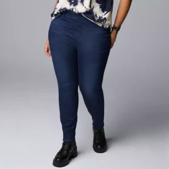 Plus Size Simply Vera Vera Wang Mid-Rise Denim Shaping Leggings
