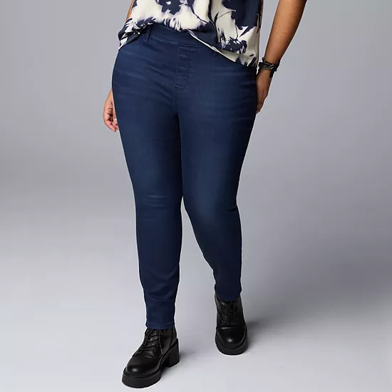 Plus Size Simply Vera Vera Wang Mid-Rise Denim Shaping Leggings 1 Plus Size Simply Vera Vera Wang Mid-Rise Denim Shaping Leggings