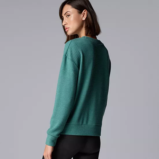 Women's Simply Vera Vera Wang Drawcord Hem Cozy Pullover Top 2 Women's Simply Vera Vera Wang Drawcord Hem Cozy Pullover Top - Image 2