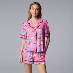 Women's Simply Vera Vera Wang 2-Piece Top & Boxer Sleep Set