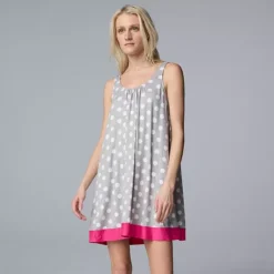 Women's Simply Vera Vera Wang Cozy Sleep Chemise 8 Women's Simply Vera Vera Wang Cozy Sleep Chemise -Vera Wang Shop 7239168 Grey Heather Dot 1
