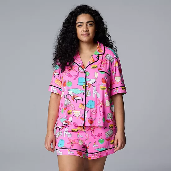 Plus Size Simply Vera Vera Wang 2-Piece Top & Boxer Sleep Set 1 Plus Size Simply Vera Vera Wang 2-Piece Top & Boxer Sleep Set