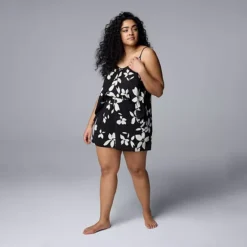 Plus Size Simply Vera Vera Wang Plain Weave Pajama Tank Top And Pajama Shorts Set -Vera Wang Shop 7242766 ALT2