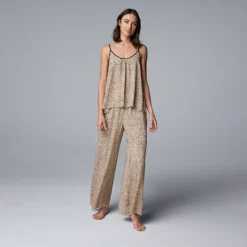 Women's Simply Vera Vera Wang Plain Weave Pajama Tank Top & Pajama Pants Set