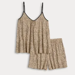 Women's Simply Vera Vera Wang Plain Weave Pajama Tank Top & Pajama Shorts Set -Vera Wang Shop 7242770 ALT2